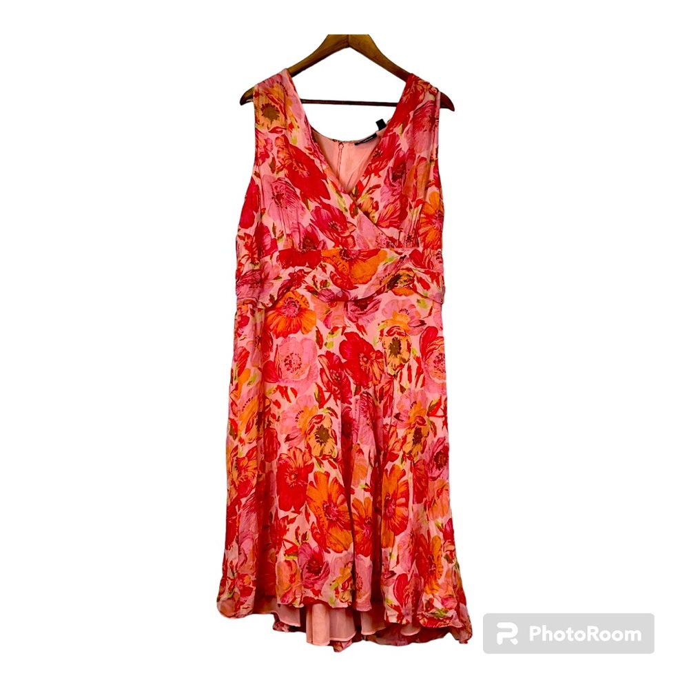 Avenue sleeveless floral print chiffon Midi dress Plus Size‎ 22 Coastal Romantic